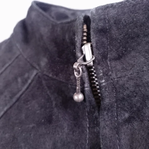 Vintage Bum Equipment Women’s Black Suede Zip-Front Leather Jacket - Picture 10 of 14